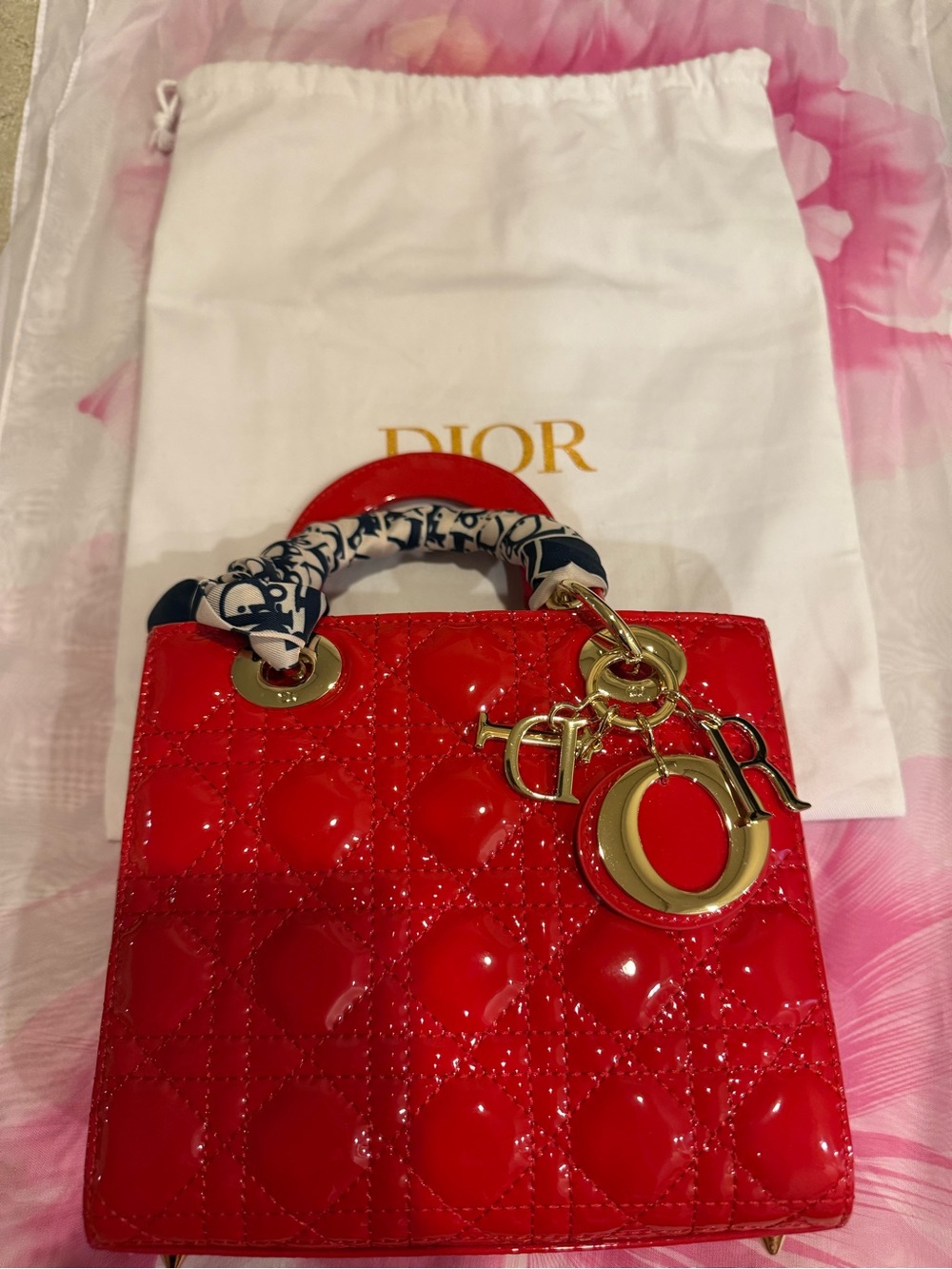 Red Patent Lady Mini Bag with Gold Hardware